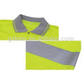 Kundenspezifisches hohes Visibility-hallo Vis-Polo-T-Shirt mit reflektierenden Band-Limonen grünen kurzen Hülsen Sicherheits-Arbeitskleidungs-Tasche